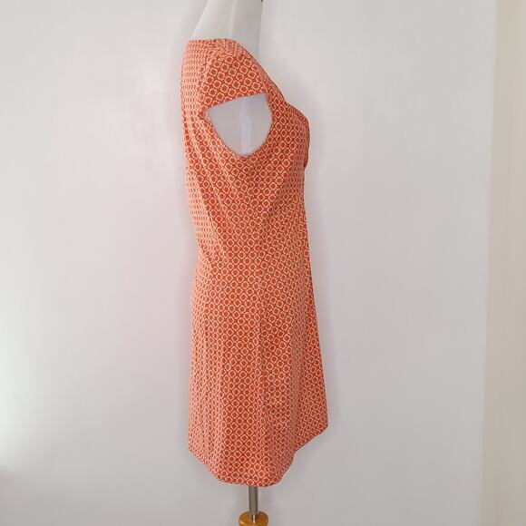 J. McLaughlin Silk Twist Front Dress Short Sleeve Orange Geometric Small - Picture 2 of 11
